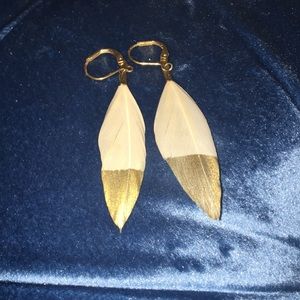 Gold Dipped Feather Earrings